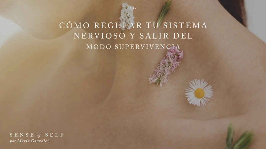Imagen del cuello de una mujer con flores mostrando Cómo Regular tu Sistema Nervioso y salir del modo Supervivencia